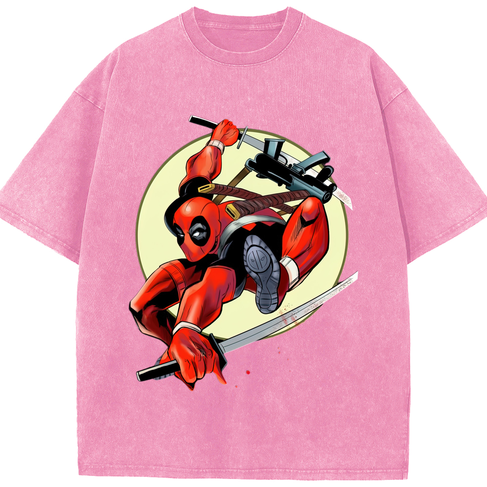 （画像用） Deadpool デッドプール 綿100% ヴィンテージ風 半袖Tシャツ（フロントプリント）